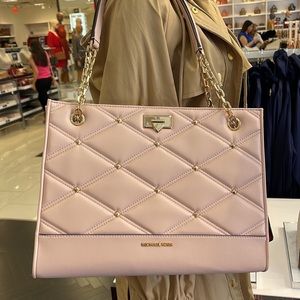 MICHAEL KORS SERENA LARGE EAST WEST CHAIN SHOULDER TOTE POWDER BLUSH COLOR